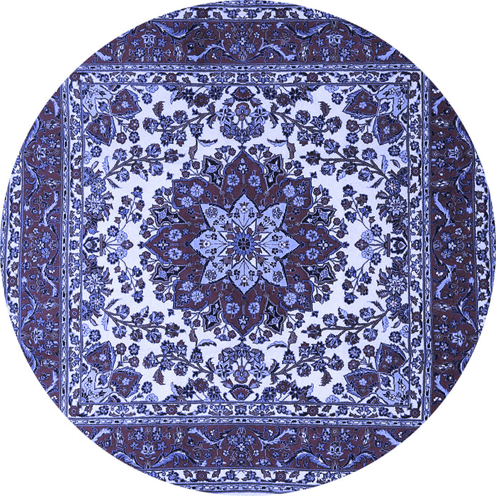Round Medallion Blue Traditional Rug, tr1666blu