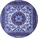 Round Medallion Blue Traditional Rug, tr1666blu