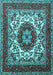 Machine Washable Medallion Light Blue Traditional Rug, wshtr1666lblu