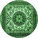 Round Medallion Emerald Green Traditional Rug, tr1666emgrn