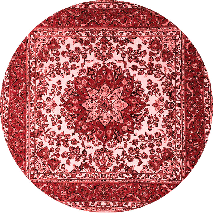 Machine Washable Medallion Red Traditional Rug, wshtr1666red