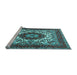 Sideview of Machine Washable Medallion Light Blue Traditional Rug, wshtr1666lblu