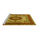 Sideview of Machine Washable Medallion Yellow Traditional Rug, wshtr1666yw