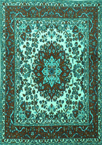 Medallion Turquoise Traditional Rug, tr1666turq