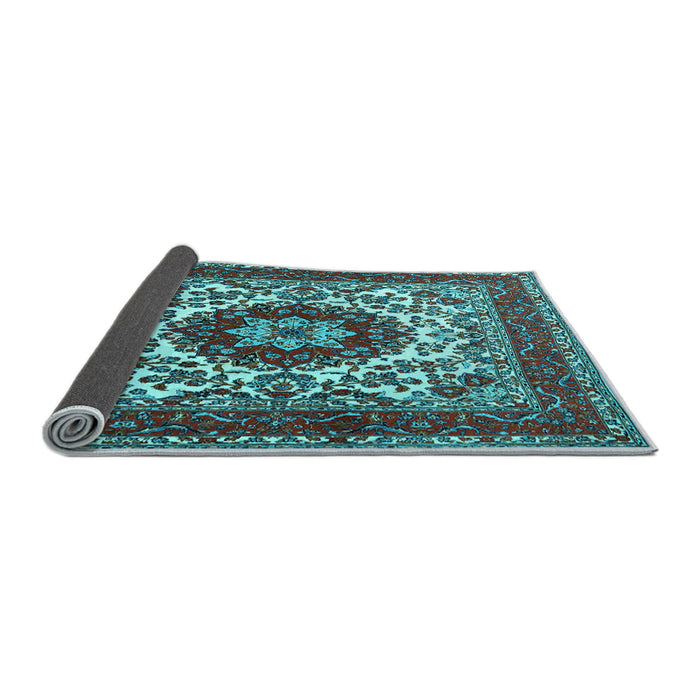 Sideview of Medallion Light Blue Traditional Rug, tr1666lblu