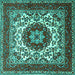 Square Medallion Turquoise Traditional Rug, tr1666turq