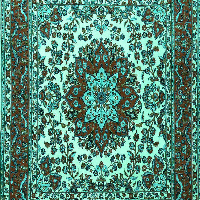 Machine Washable Medallion Turquoise Traditional Area Rugs, wshtr1666turq