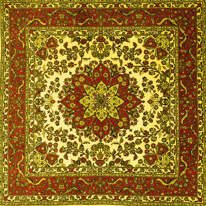 Square Medallion Yellow Traditional Rug, tr1666yw