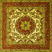 Square Medallion Yellow Traditional Rug, tr1666yw