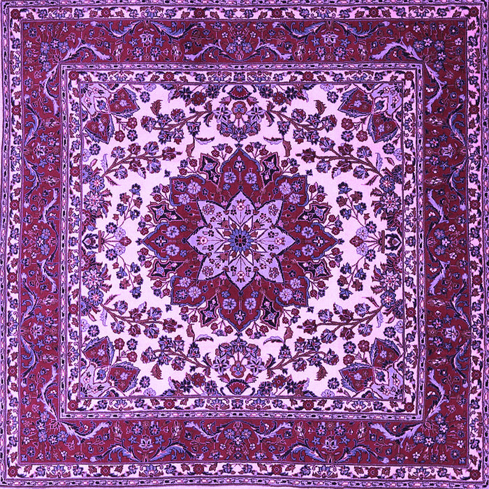 Square Machine Washable Medallion Purple Traditional Area Rugs, wshtr1666pur