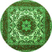 Machine Washable Medallion Green Traditional Area Rugs, wshtr1666grn