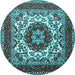 Round Medallion Light Blue Traditional Rug, tr1666lblu