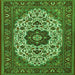 Round Machine Washable Medallion Green Traditional Area Rugs, wshtr1667grn