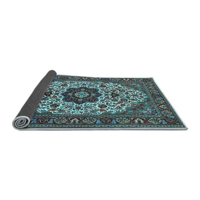 Sideview of Medallion Light Blue Traditional Rug, tr1667lblu