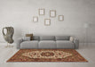 Machine Washable Medallion Brown Traditional Rug in a Living Room,, wshtr1667brn