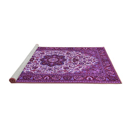 Sideview of Machine Washable Medallion Purple Traditional Area Rugs, wshtr1667pur