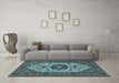 Machine Washable Medallion Light Blue Traditional Rug in a Living Room, wshtr1667lblu