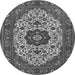 Machine Washable Medallion Gray Traditional Rug, wshtr1667gry