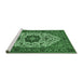 Sideview of Machine Washable Medallion Emerald Green Traditional Area Rugs, wshtr1667emgrn