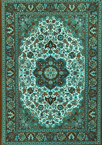 Medallion Turquoise Traditional Rug, tr1667turq