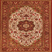 Serging Thickness of Medallion Orange Traditional Rug, tr1667org