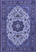 Machine Washable Medallion Blue Traditional Rug, wshtr1667blu