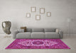 Machine Washable Medallion Pink Traditional Rug in a Living Room, wshtr1667pnk