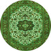 Square Medallion Green Traditional Rug, tr1667grn