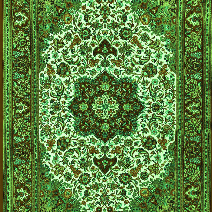 Medallion Green Traditional Rug, tr1667grn