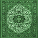 Square Medallion Emerald Green Traditional Rug, tr1667emgrn