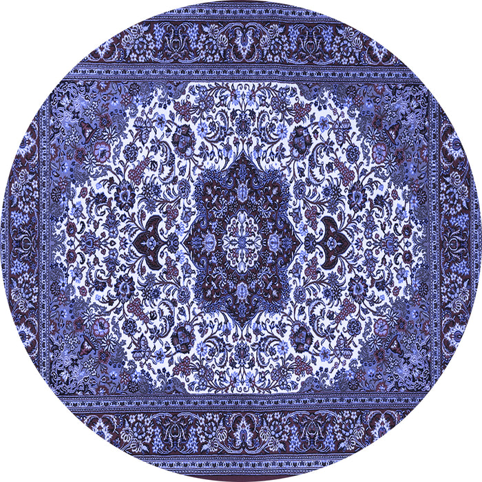 Round Medallion Blue Traditional Rug, tr1667blu