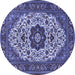 Round Medallion Blue Traditional Rug, tr1667blu