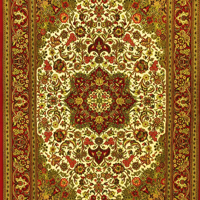 Machine Washable Medallion Yellow Traditional Rug, wshtr1667yw