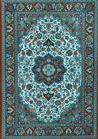 Medallion Light Blue Traditional Rug, tr1667lblu