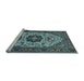 Sideview of Machine Washable Medallion Light Blue Traditional Rug, wshtr1667lblu