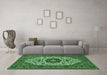 Machine Washable Medallion Emerald Green Traditional Area Rugs in a Living Room,, wshtr1667emgrn