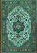 Machine Washable Medallion Turquoise Traditional Area Rugs, wshtr1667turq