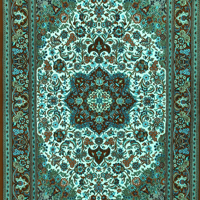 Machine Washable Medallion Turquoise Traditional Area Rugs, wshtr1667turq