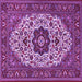 Square Machine Washable Medallion Purple Traditional Area Rugs, wshtr1667pur