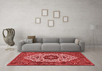 Machine Washable Medallion Red Traditional Rug, wshtr1667red