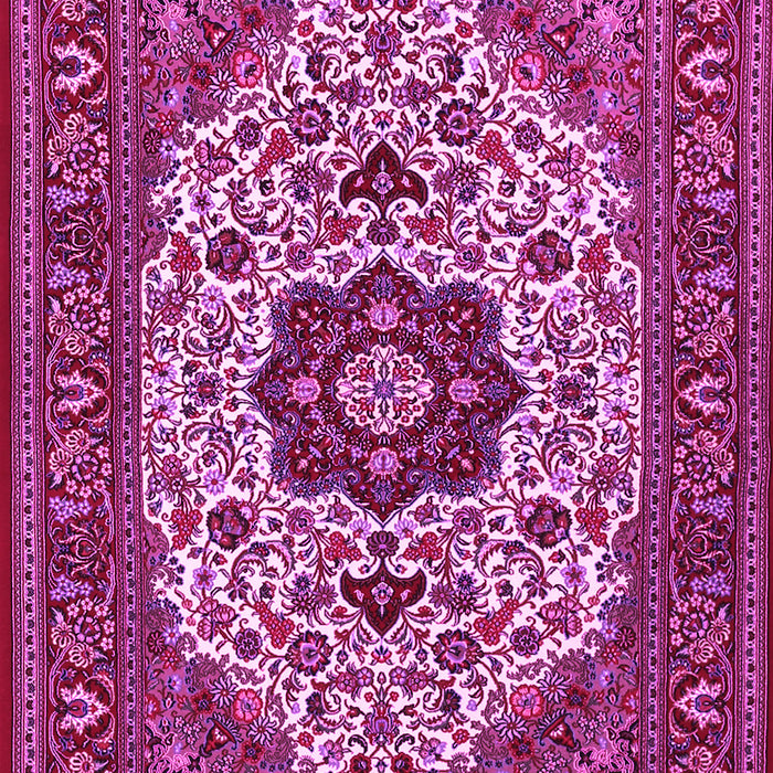 Machine Washable Medallion Pink Traditional Rug, wshtr1667pnk