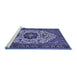 Sideview of Machine Washable Medallion Blue Traditional Rug, wshtr1667blu