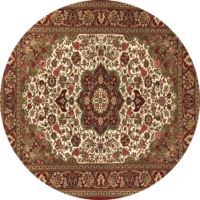 Round Medallion Brown Traditional Rug, tr1667brn