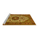 Sideview of Machine Washable Medallion Yellow Traditional Rug, wshtr1667yw