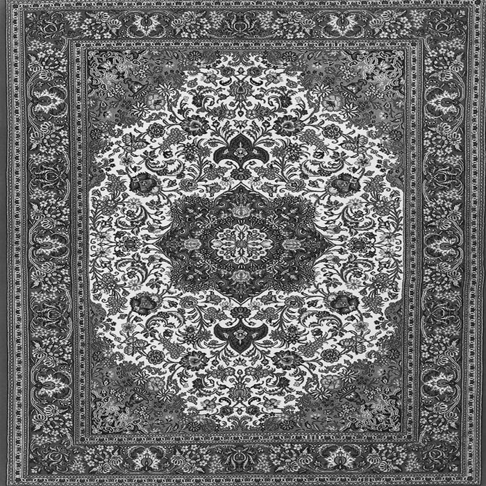 Round Machine Washable Medallion Gray Traditional Rug, wshtr1667gry