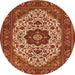 Machine Washable Medallion Orange Traditional Area Rugs, wshtr1667org