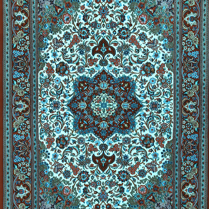 Machine Washable Medallion Light Blue Traditional Rug, wshtr1667lblu