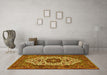 Machine Washable Medallion Yellow Traditional Rug in a Living Room, wshtr1667yw