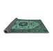 Sideview of Medallion Turquoise Traditional Rug, tr1667turq