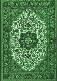 Medallion Emerald Green Traditional Rug, tr1667emgrn